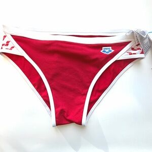 Arena Men's Red Swim Trunks with White Trim